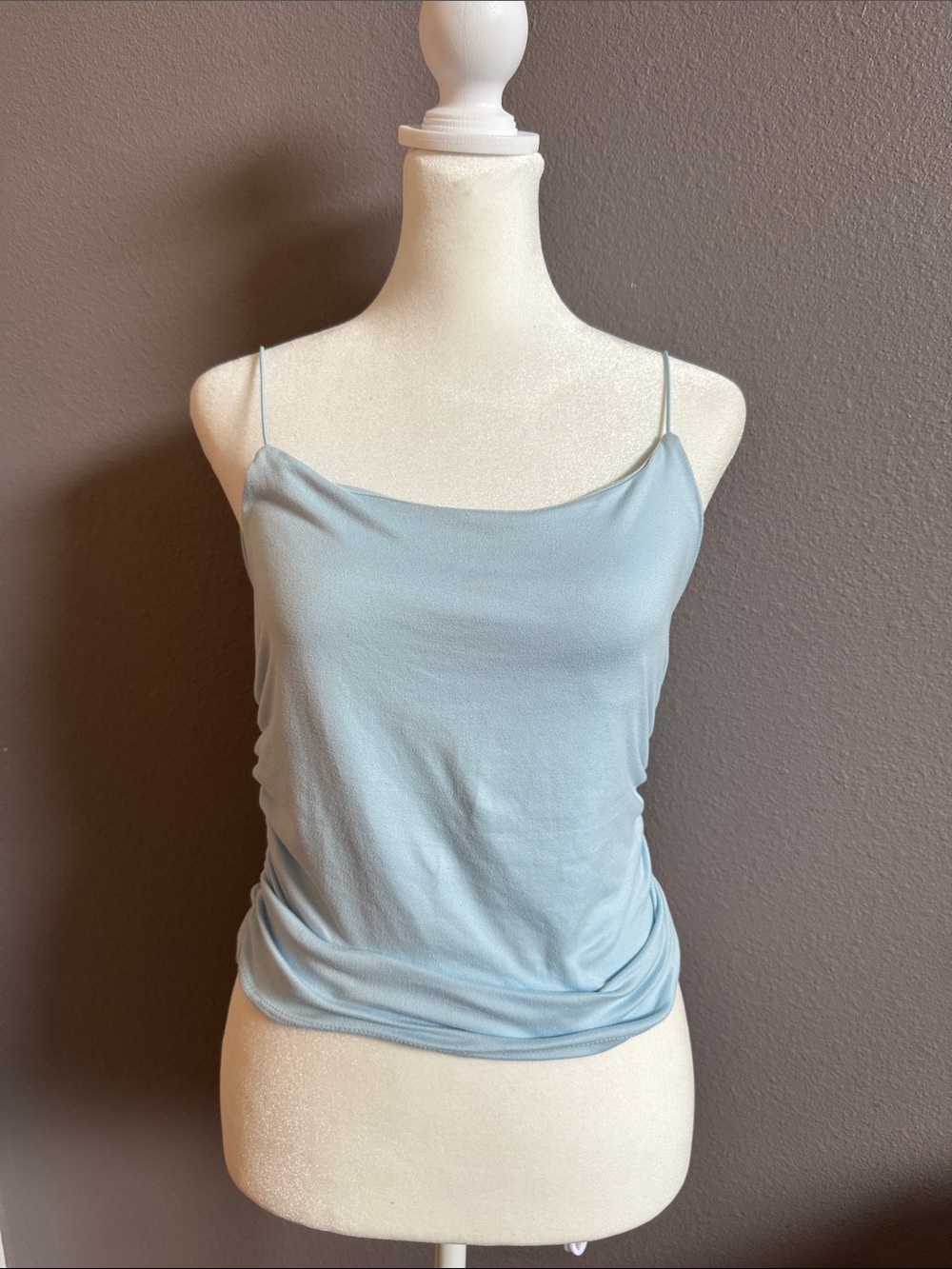 gaze | Women’s Sleek Light Blue Spaghetti Strap Cowl Camisole | Size Small